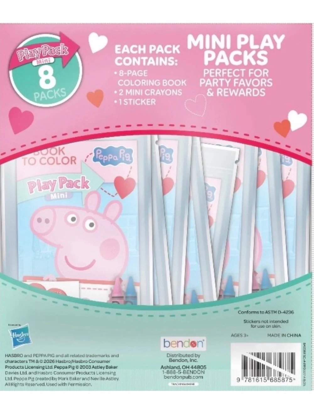 💞 New Pack of 8 Peppa Pig Mini Coloring Play Packs Party Favors